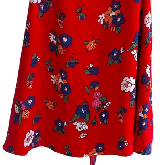 ZARA Sleeveless Open Back Tank Top Floral Blouse Red White Blue Small NWOT - Picture 9 of 12